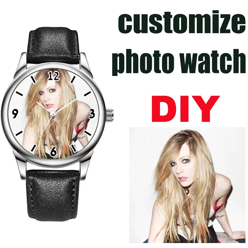 ساعة صور شخصية للرجال ساعات بشعار مخصص طباعة صورة على قرص الساعة مصنوع حسب الطلب ساعة يد كوارتز دروبشيبينغ