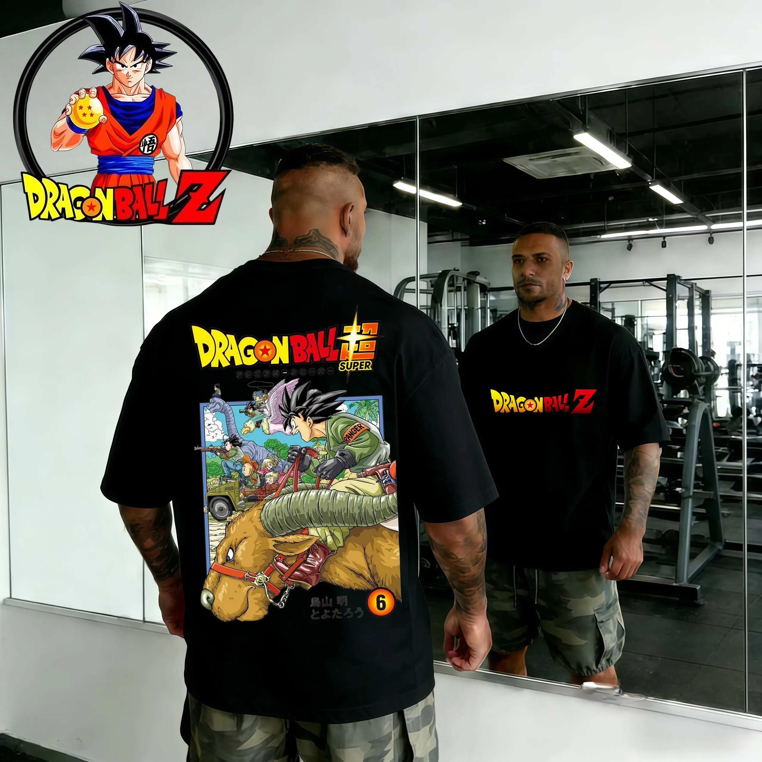 2026 Sommer Dragon Ball Vintage Gym T-Shirt 100% Baumwolle Oversized Goku Manga Print Unisex Retro Streetwear Fitness Tee