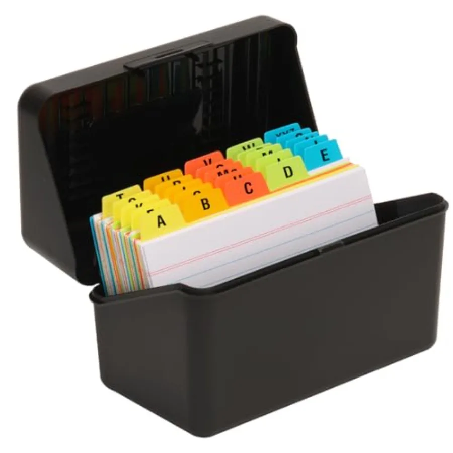 

3x5 Index Card Holder with 100 Heavyweight Ruled Index Cards and 25 Plastic Dividers