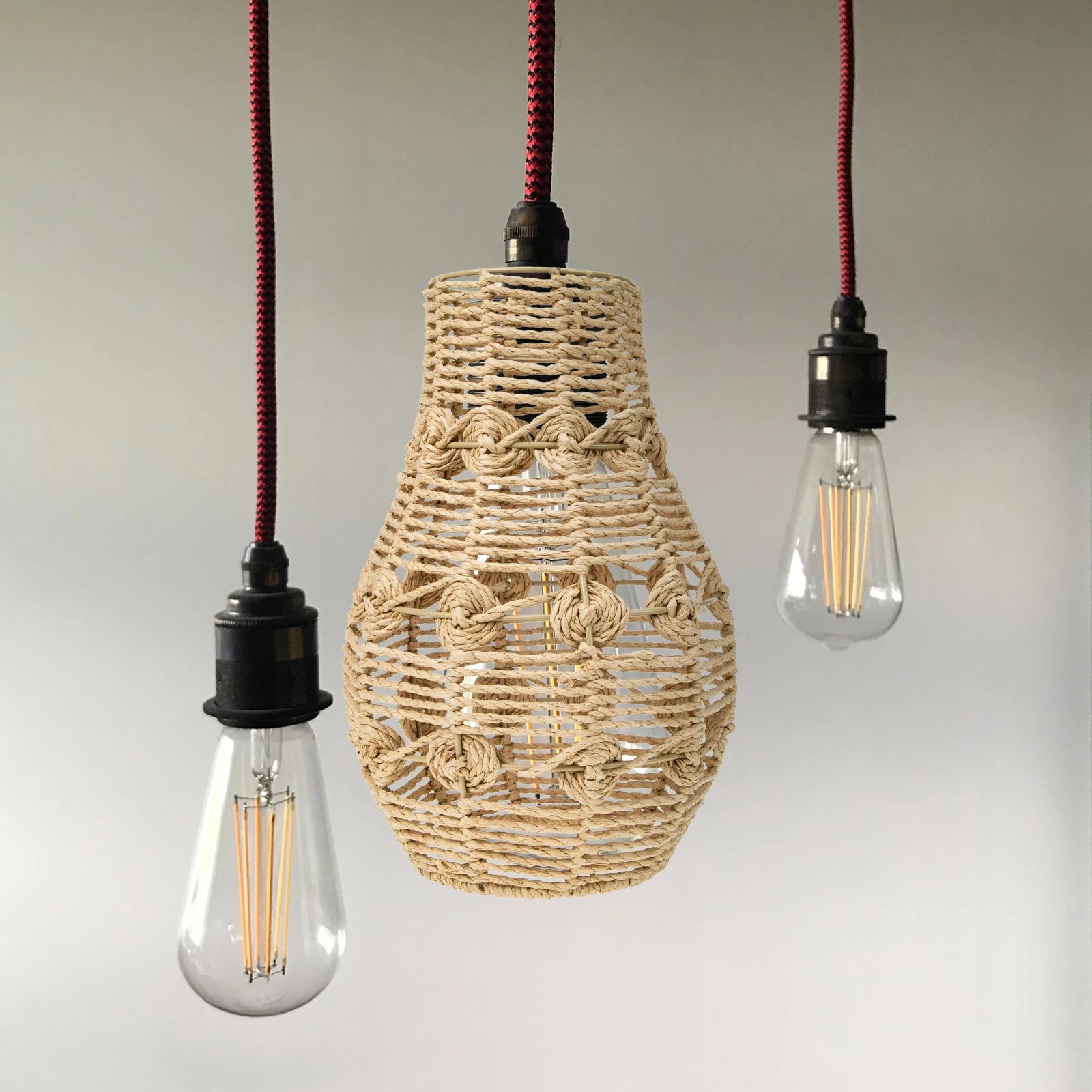 

Paper Rope Lampshade Rustic Woven Cover for Ceiling Light Dust Protection Home Delicate Design Practical Use Indoor