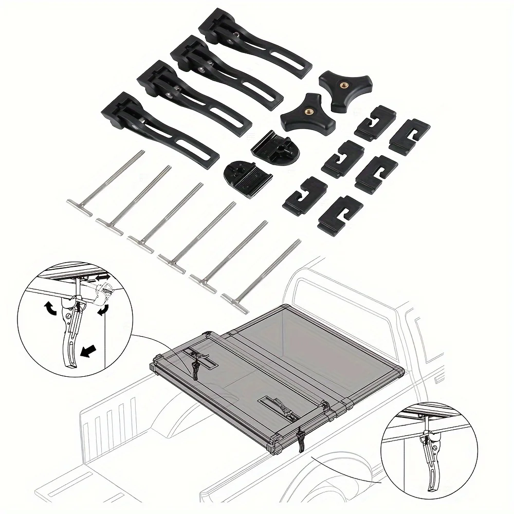 

Universal replacementandaccessory kit,suitable forhard three-fold and four-fold truck bed covers,Including nuts,bed cover clamps