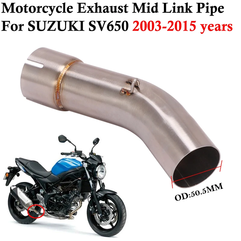 Slip On For SUZUKI SV650 SV650X SV650S 2003 - 2015 Motorcycle Exhaust Escape Modified Middle Link Pipe Connecting 51mm Muffler