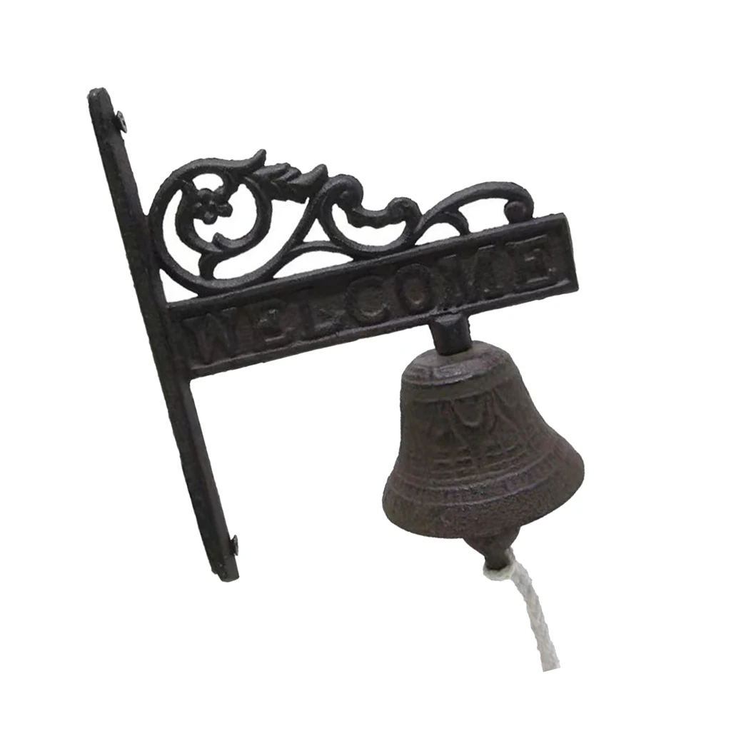 Door Decoration Hanging Cast Iron Bell Metal Wall Bell Vintage Porch Ornament for Outdoor Entrance