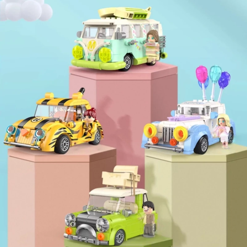 

Building Blocks Motorcycles Buses Balloon Cars Mechanical Model Ornaments Educational Assembly Toys Collection Gifts.