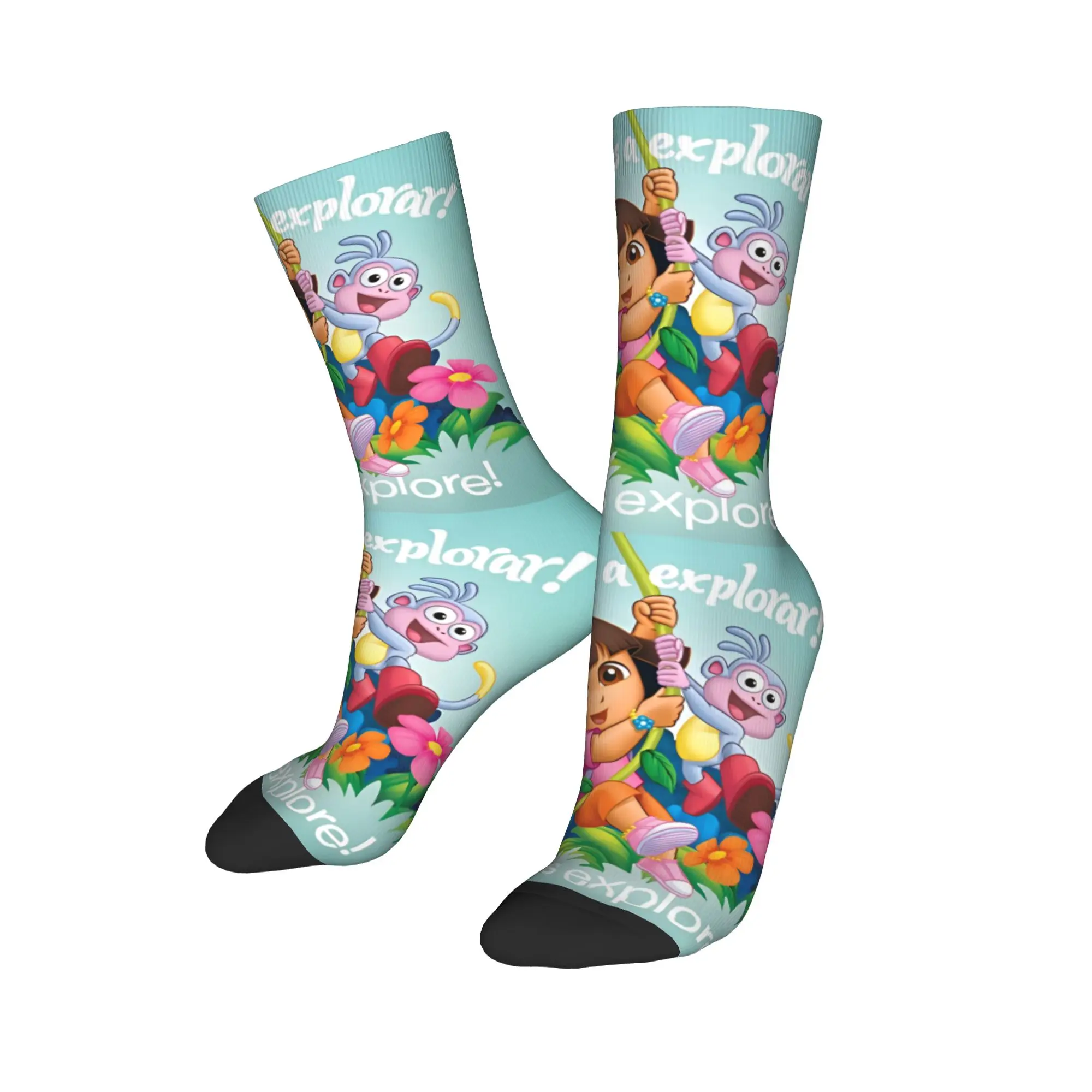 Men Socks D-Doras The Explorer  Stockings Non Slip Soft Breathable Socks Autumn Gothic Design Running Socks