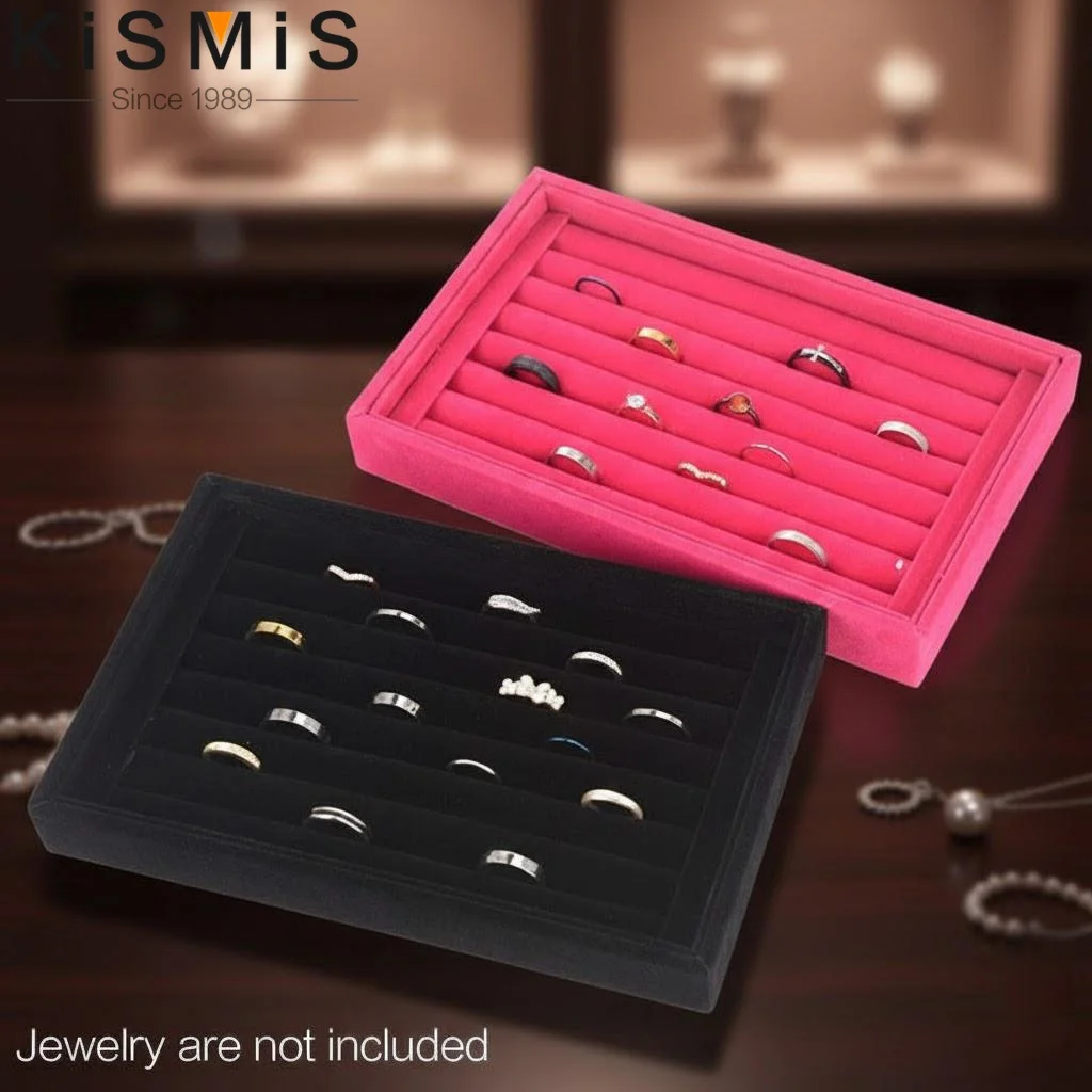 

1PC Velvet Suede Jewelry Box Organizer Earring Ring Display Stand Holder Showcase Plate Jewelry Accessories Storage
