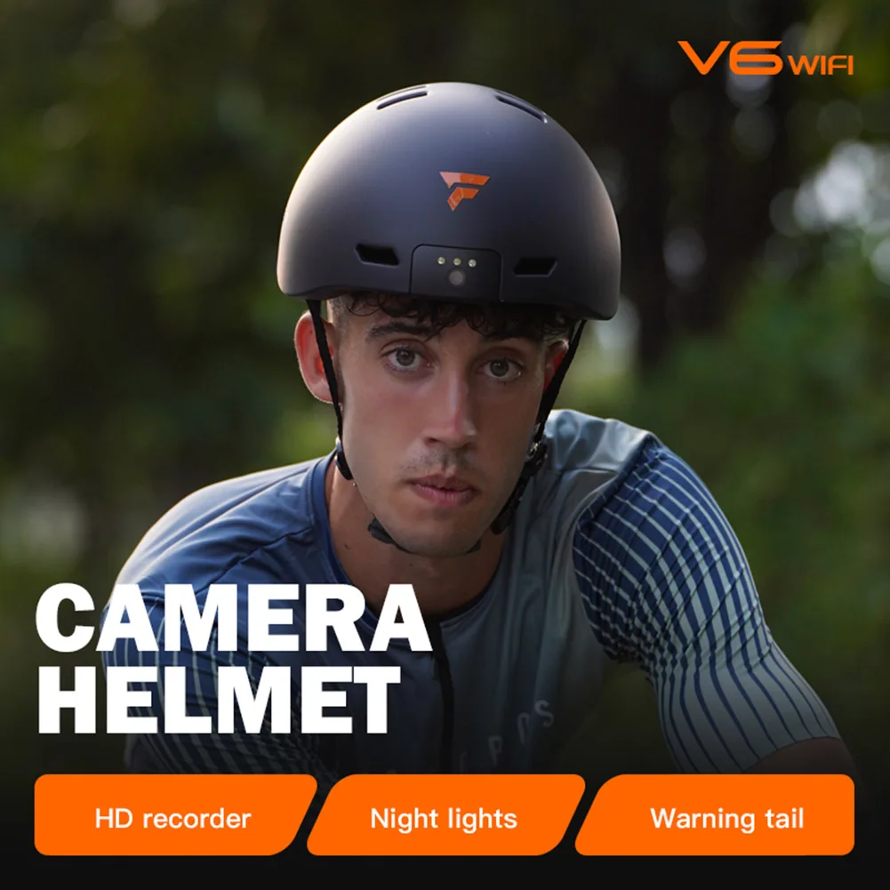 

WiFi Camera Helmet with Front Rear LED Light Video Recorder Helmet Bluetooth-Compatible Bike Ultralight Helmet for Safe Riding