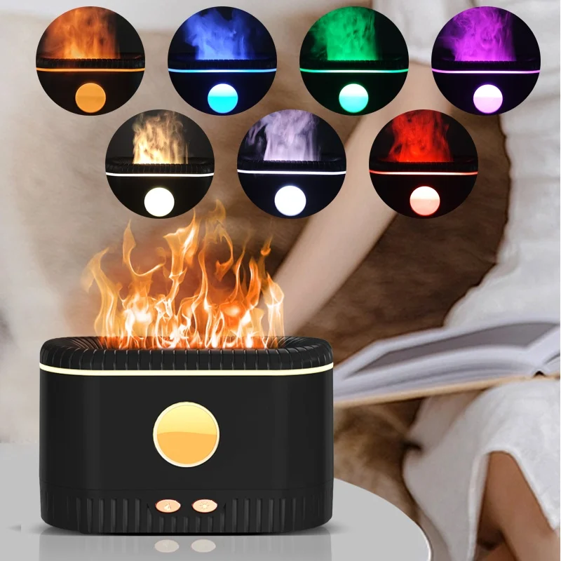 Humidificateur d'air flamme colorée, veilleuse, supporter ficateur, diffuseur d'arômes, USB, pulvérisateur de brume fraîche à ultrasons, parfum d'huile essentielle