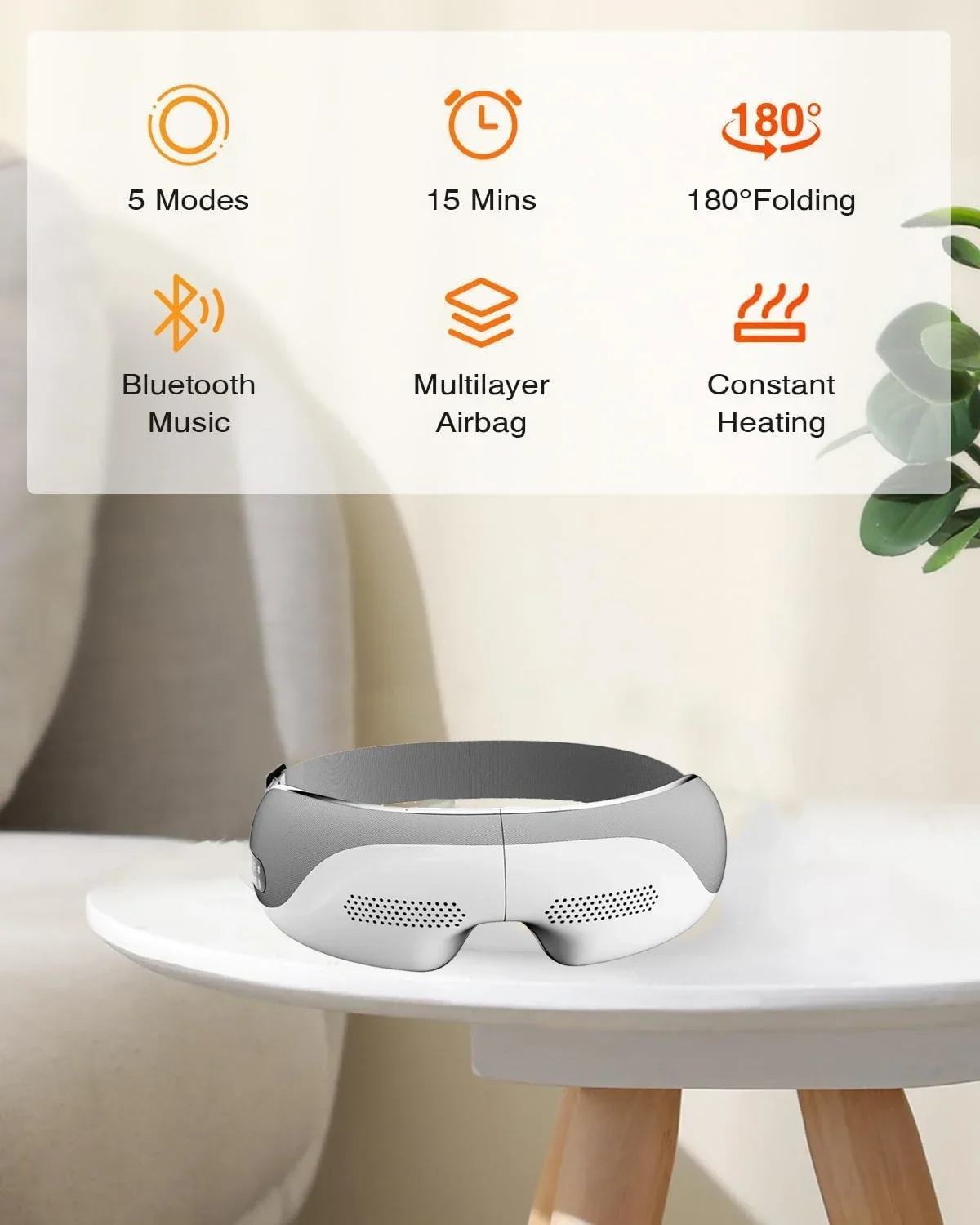 Eye Massager With Heat, Air Compression Blue Tooth Music Rechargeable Vibration Wireless Eye Massager For Relieve