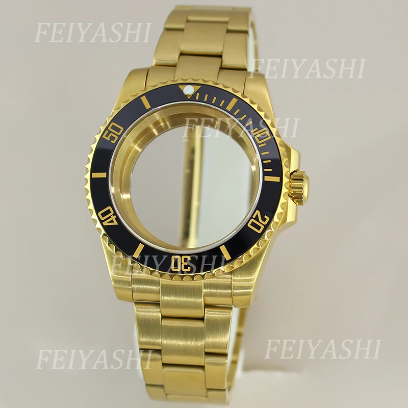 

Gold 40mm Luxury Men's Watch Case Sapphire Crystal Glass For Seiko NH35 NH34 NH36 NH38 Miyota 8215 ETA 2824 Movement 28.5mm Dial