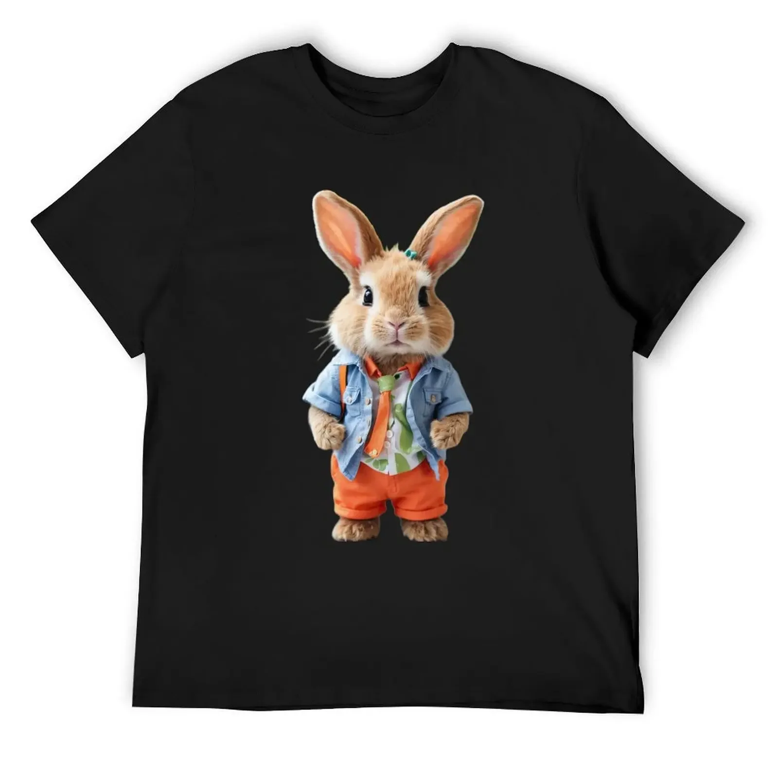 

Orange Tie Bunny T-Shirt funny meme t-shirts oversized t shirt anime figures Short sleeve tee men