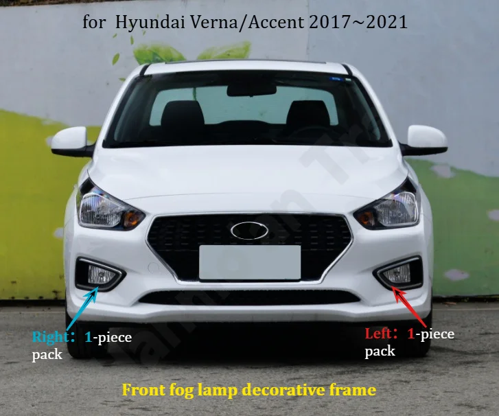 for Hyundai Verna‌/Accent‌ 2017~2021 Front fog lamp decorative frame/front bumper illuminated frame/exterior replacement parts