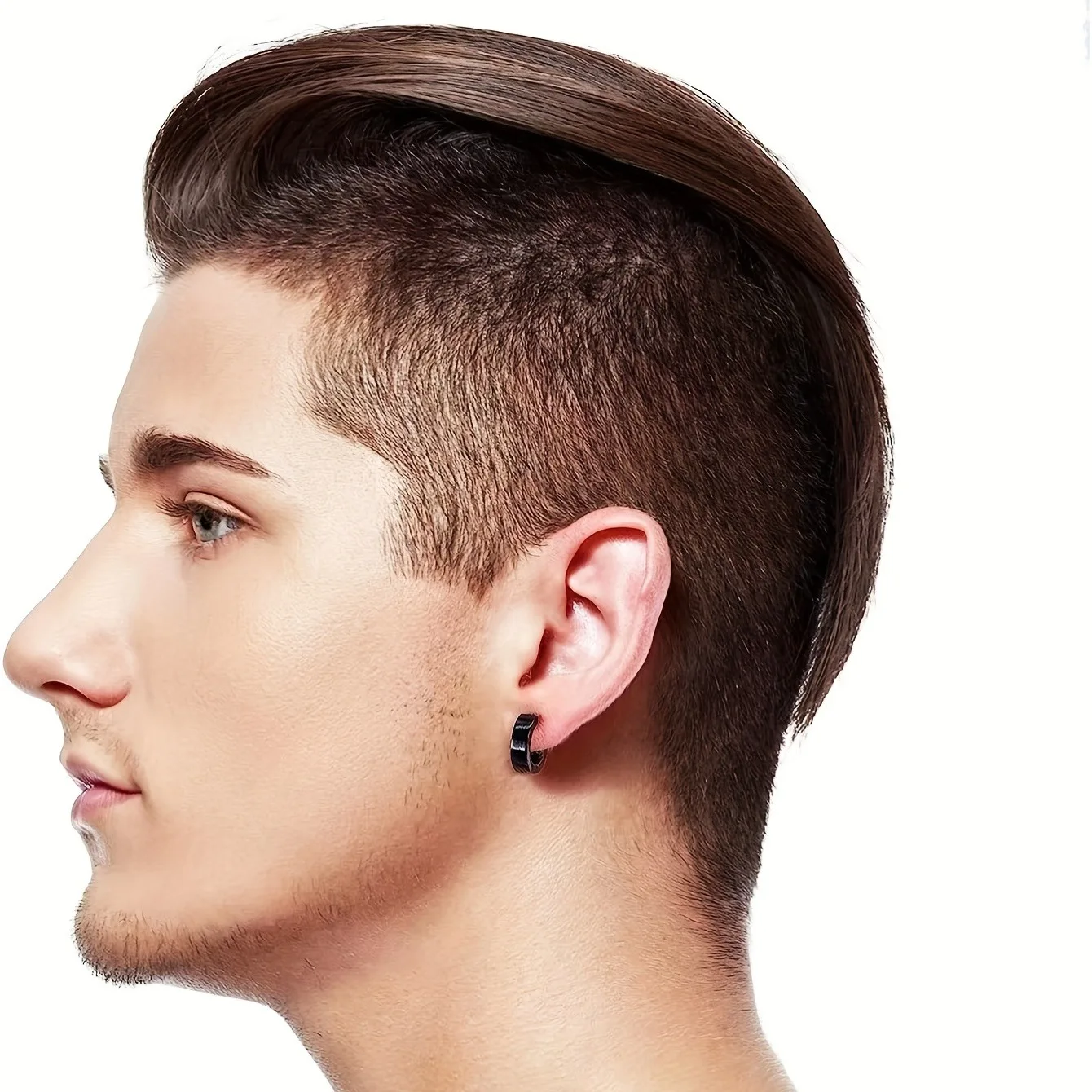 16 Pairs/ Set Men\'s Earrings FashionableStainless Steel Black Earrings Pierced Hoop Earrings Jewelry For Men And Women