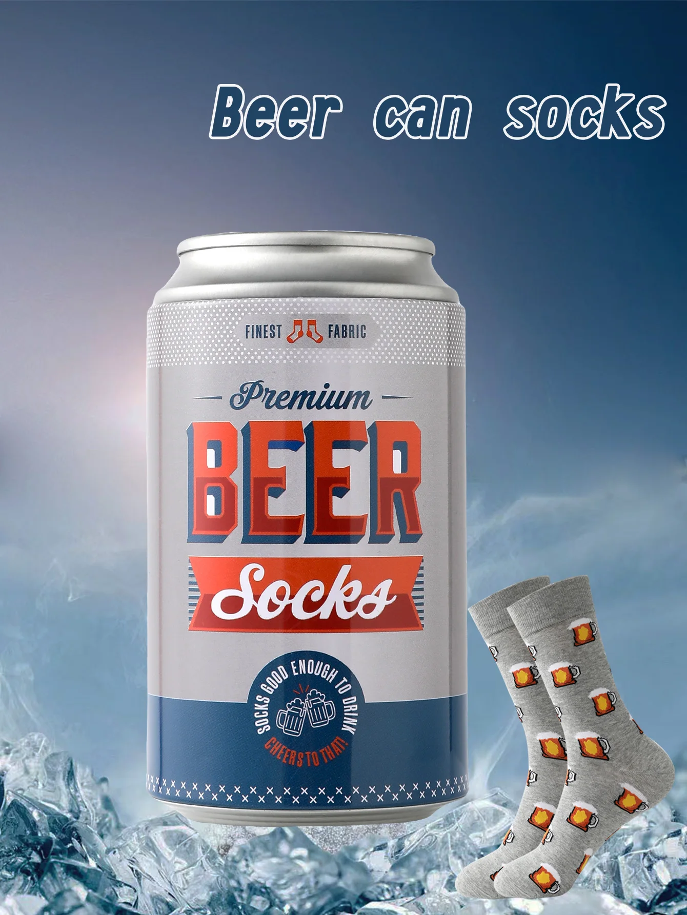 1 pair of medium-length unisex socks novel and interesting beer can gift box socks for Christmas seasons