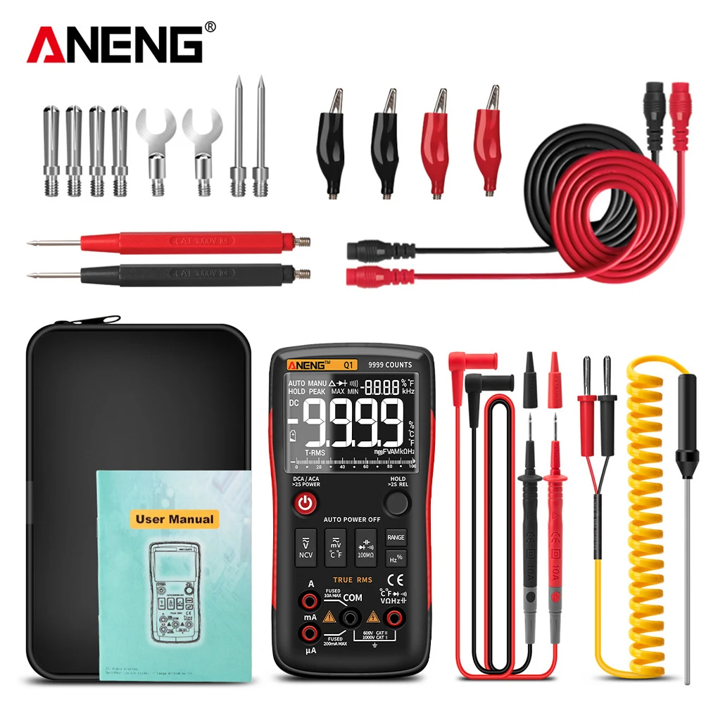 ANENG Q1 Digital Multimeter 9999 Analog Tester True RMS Professional Multimetro DIY Transistor Capacitor NCV Testers Lcr Meter