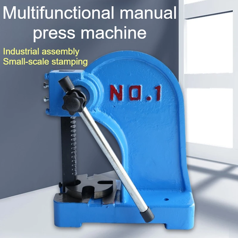 1T Manual Press Machine High Density Hand Pump Machine Pressure Bearing Single Column Assembly Embedded Small Press Machine