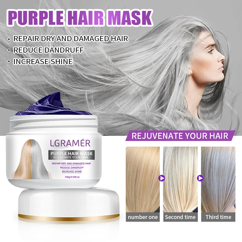 Hair Repairs Purple Hair Mask Biotin Collagen Keratin Treatment Hairs Conditioner Hair Care Essential Nourishing for Dry Damaged