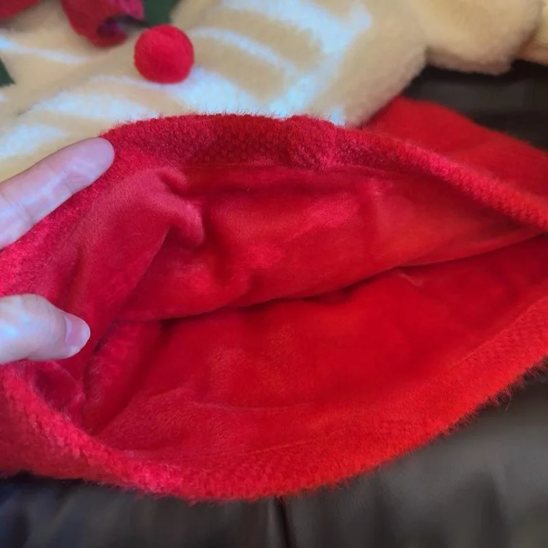 

New Christmas Girls' Autumn Winter Set Children's Cartoon Thickened Double-Sided Fleece Sweatshirt Knitted Short Skirt Stylish T