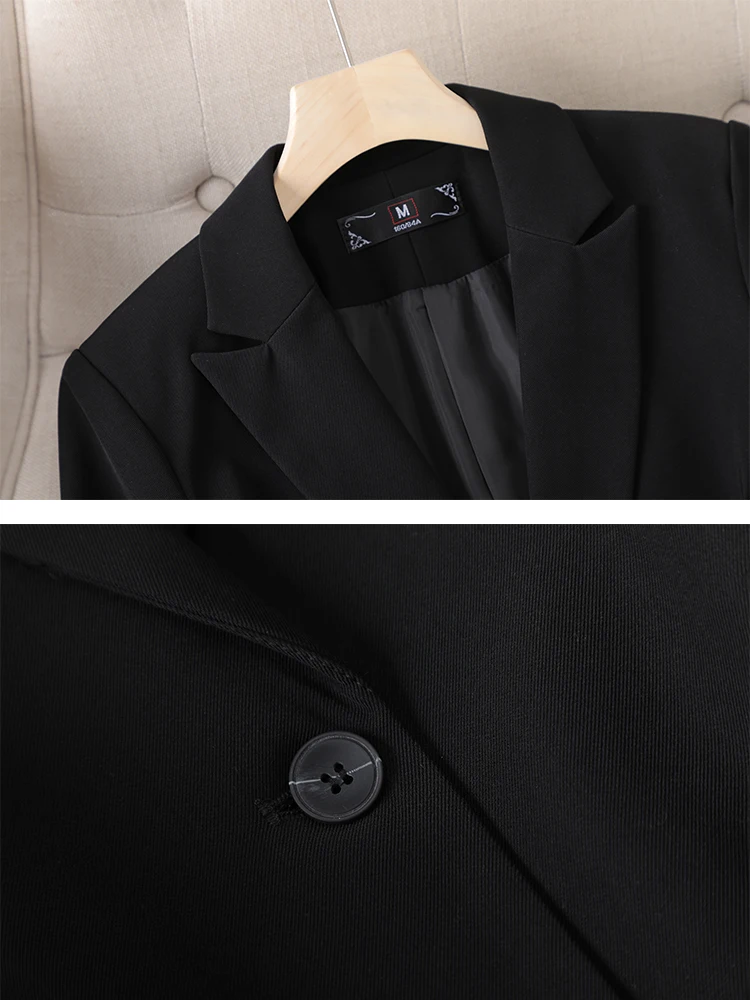 Women Long Sleeve Blazer Coat Gray Black Ladies Female Single Button Business Work Wear Jacket