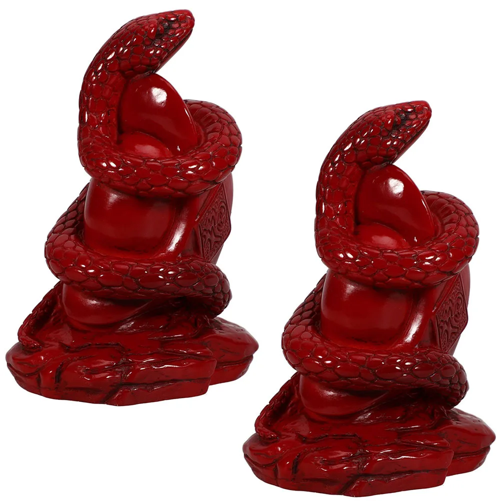 

2Pcs Zodiac Snake Statue Resin Decor Car Home Office Desktop Ornament Space Saving Chic Animal Sculpture Indoor Tabletop