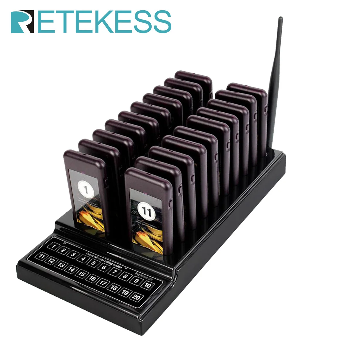 Retekess T111 Pager For Restaurant Wireless Pager Calling System 20 Coaster Pager Buzzers Beepers For Cafe Bar Food Truck Hotel