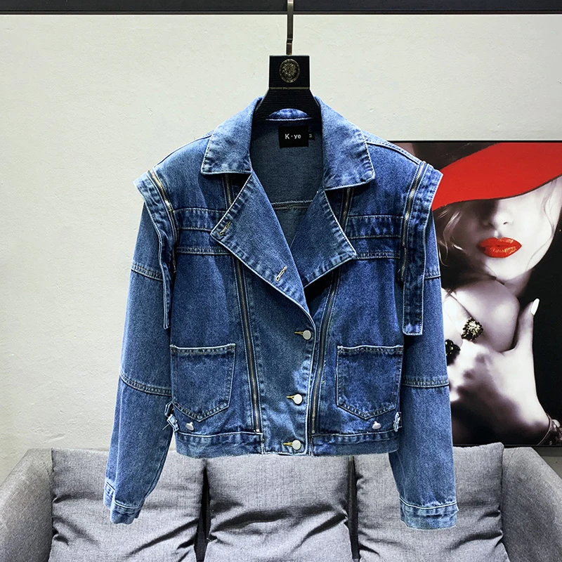 PFHQ Loose Niche Design Shoulder Pad Men's Trendy Casual Denim Coat High Quality Street Elegant 2023 Spring Stylish Jackets New