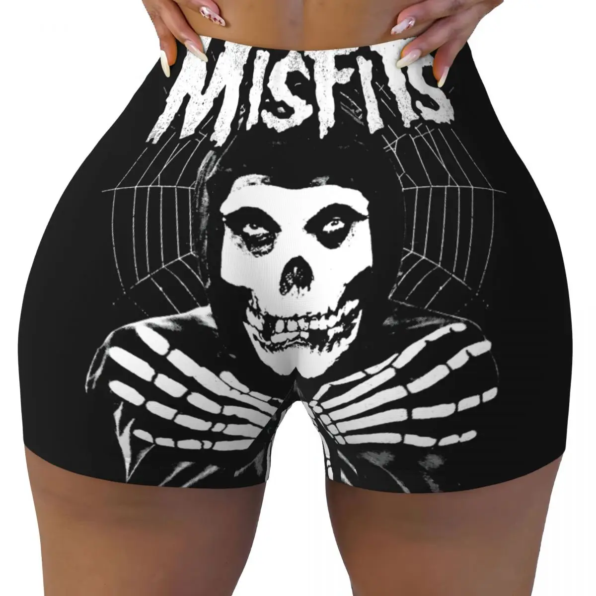 Custom Horror Punk Rock Band Misfits Volleyball Biker Gym Shorts for Women Athletic Workout Yoga Shorts