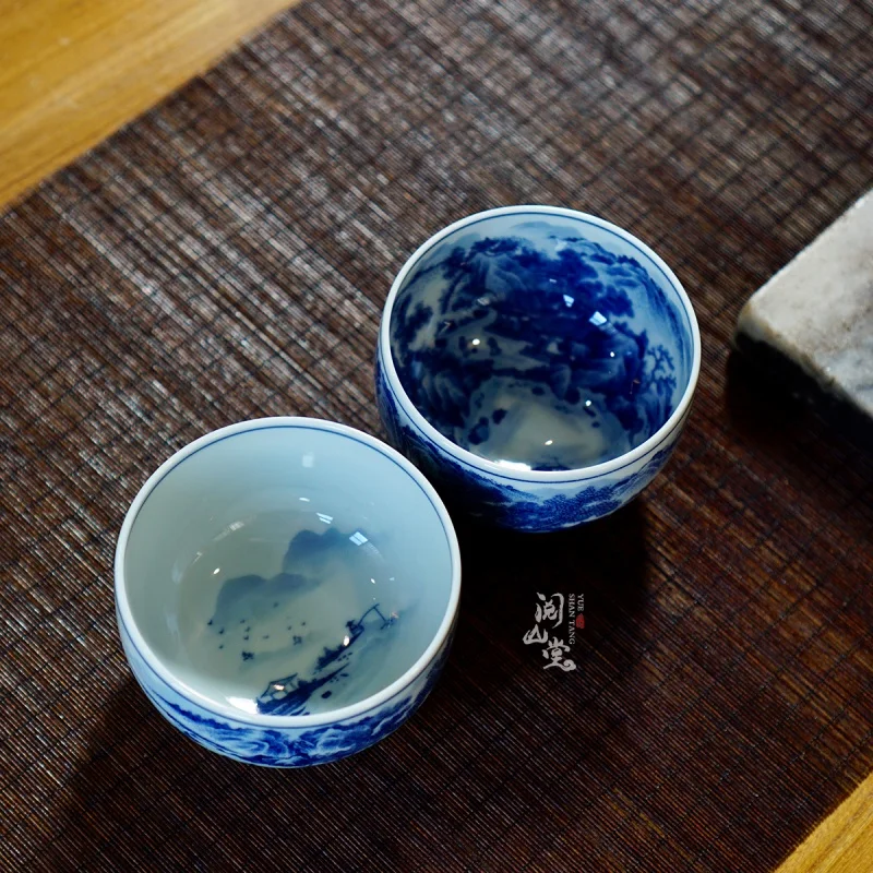 ★★★Yueshang Qingwan | Heavy Industry Blue and White Master Cup Antique Tire Material High-End Tea Cup Player-Level Blue and Whit