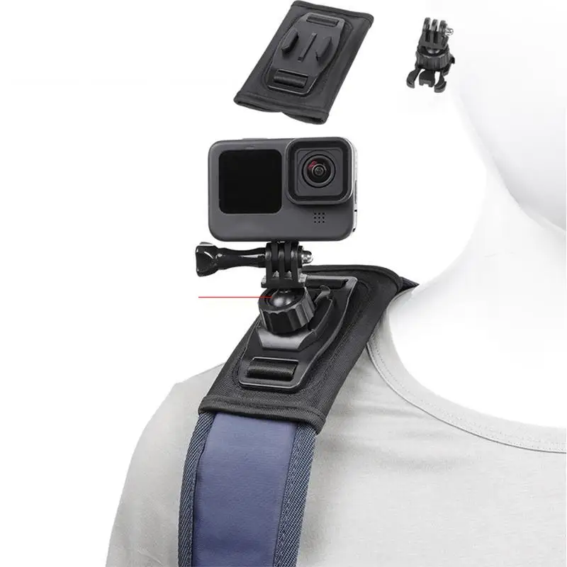 Крепление на ремень для рюкзака для камеры, вращающаяся на 360 градусов подставка для нагрудного ремня для камеры с регулируемой наплечкой, быстроразъемный кронштейн для