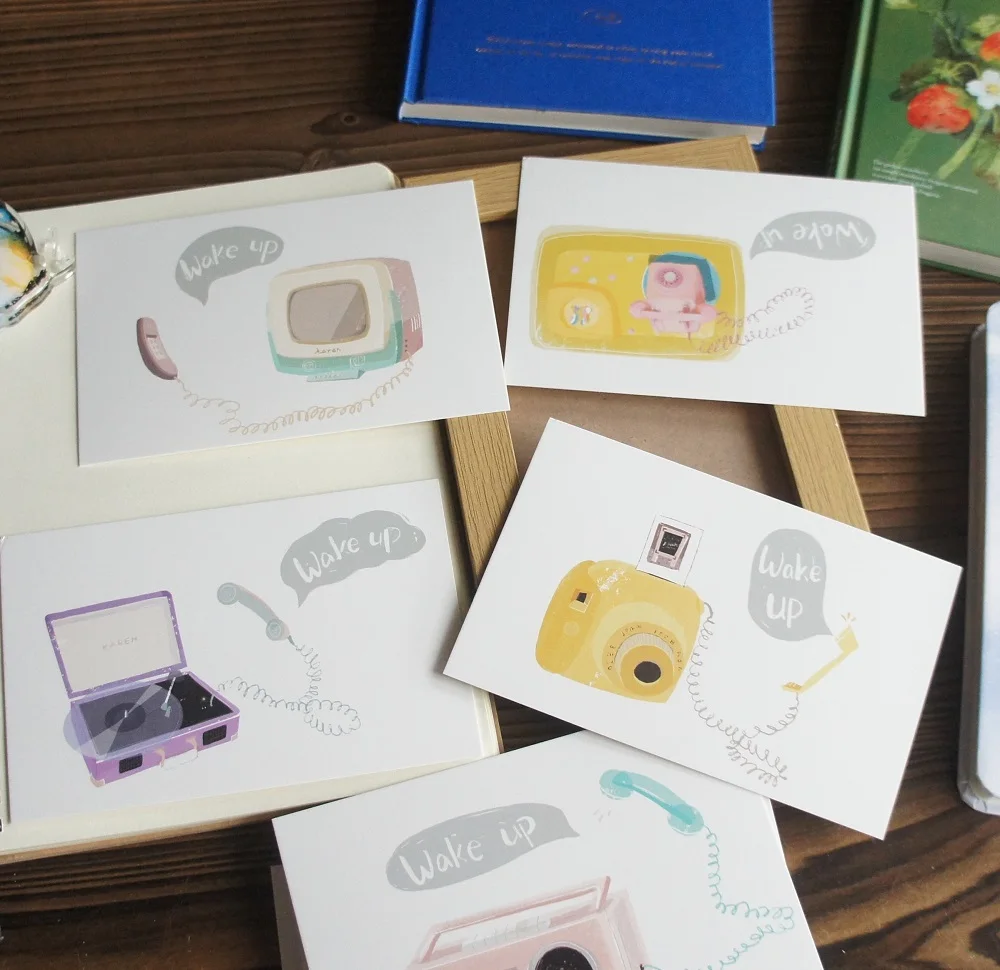 

15pcs Wake Up Theme Card As Party Invitation DIY Decoration Gift Card Message Card Postcard Scrapbooking Use