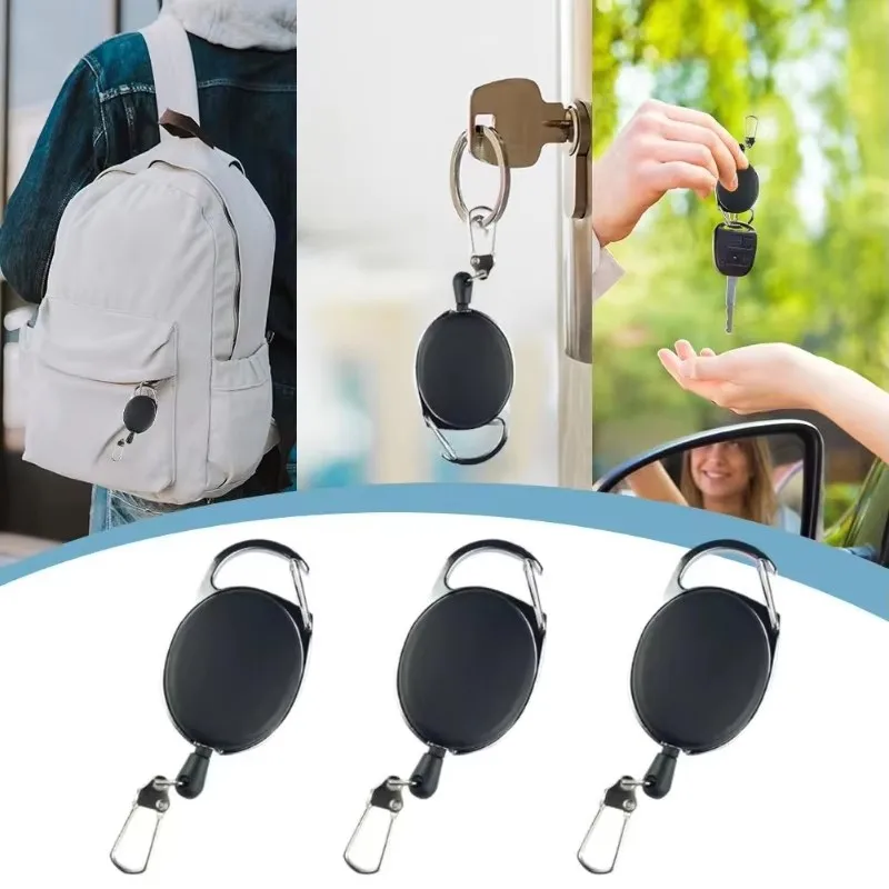 1/3/5/7/9/11pcs Retractable Lock Anti Theft Key Chain Elastic Key Ring Quick Hanging Telescopic Keychain Badge Holders
