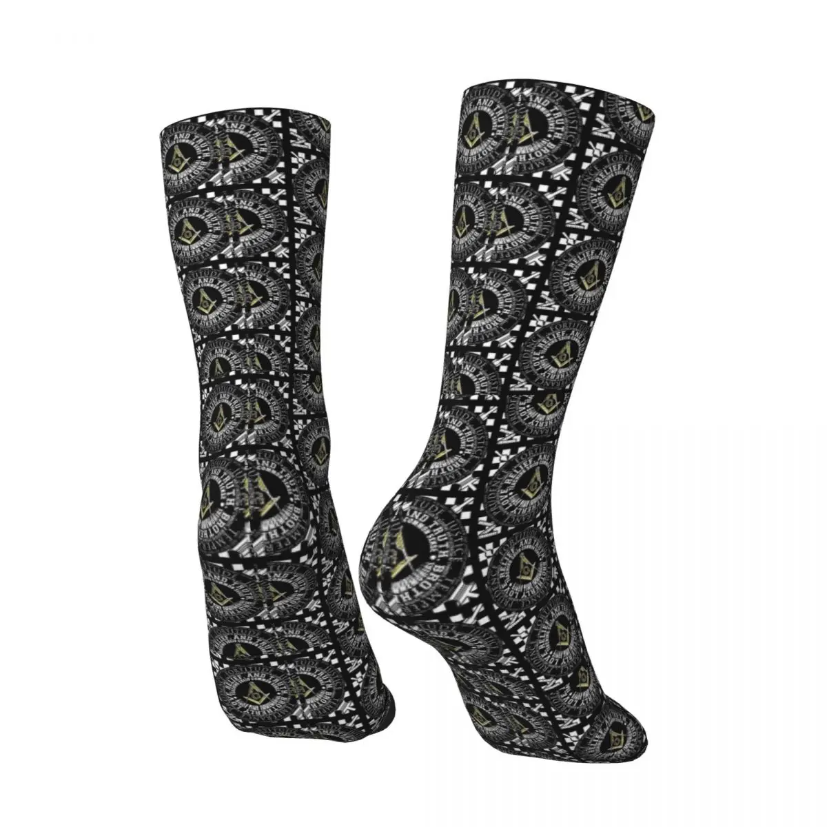 Masonic Mason Freemason Pattern Dress Socks Mens Womens Warm Funny Novelty Crew Socks