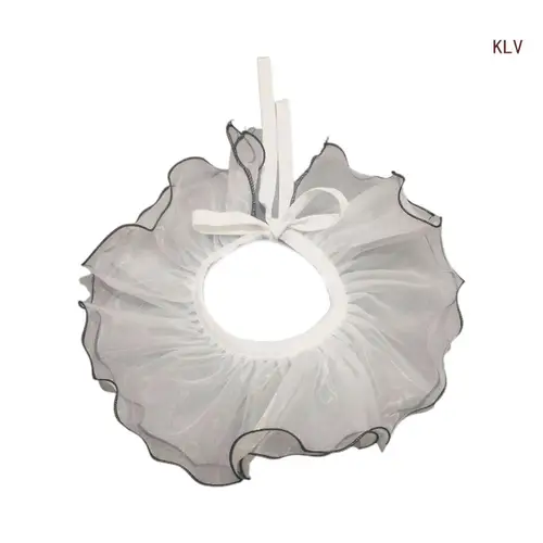 Imagen 2 del producto Collar falso Organza doble capa con adorno volantes, chal ajustable para mujer y niña, accesorio decorativo para Collar