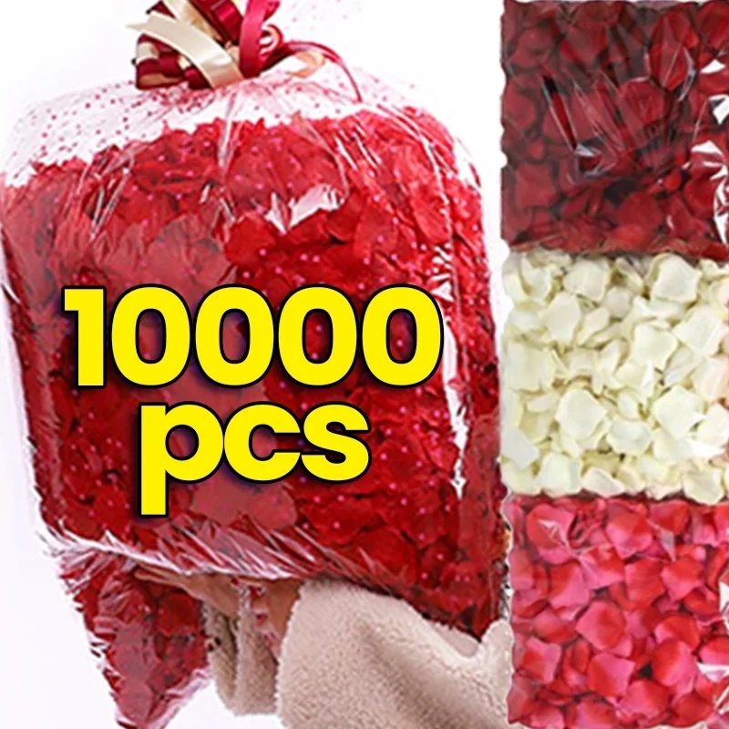 

100/10000PCS Red Silk Fake Rose Petals - Artificial Flowers & Faux Flowers for Valentines Day, Wedding Party, Romantic Decor, an
