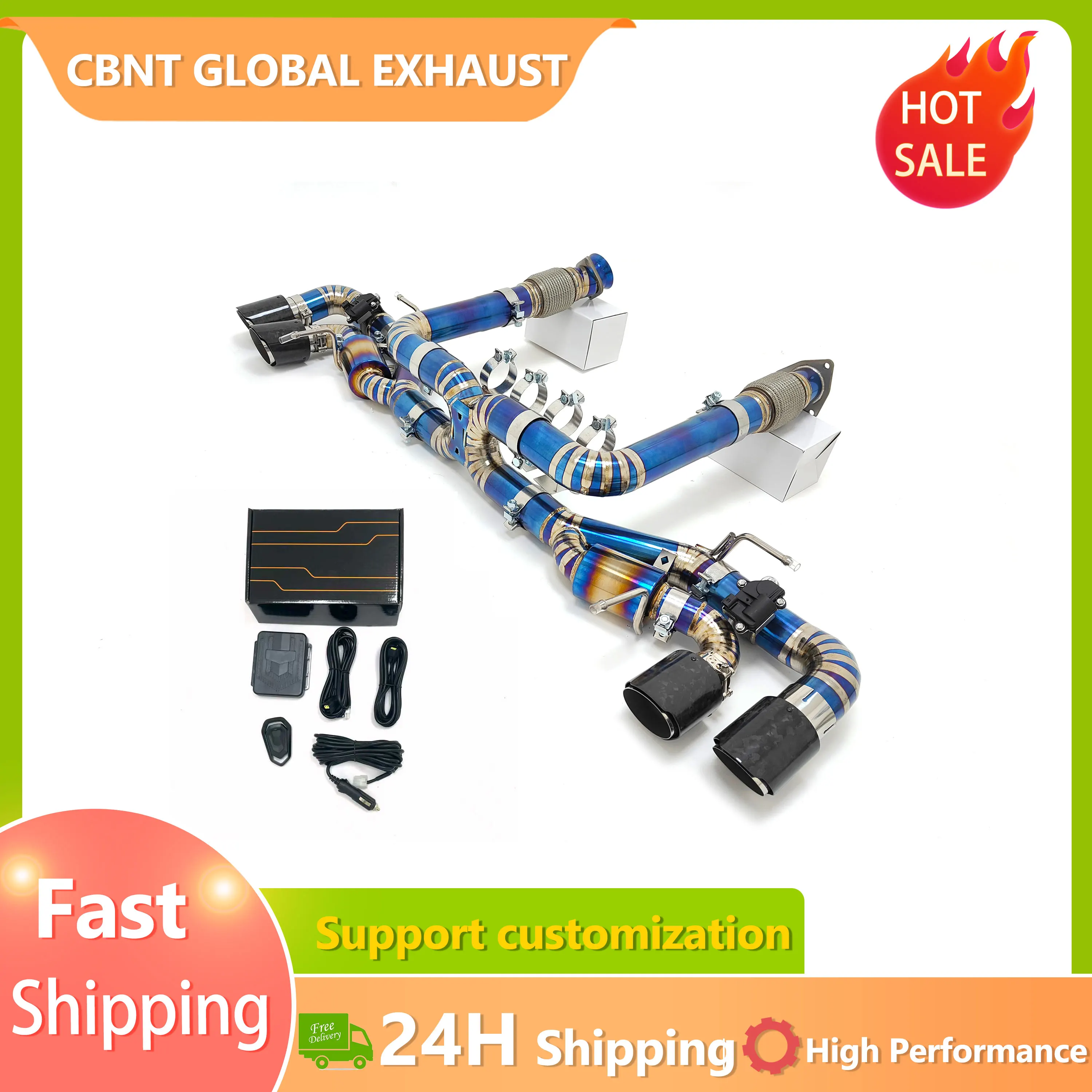 

CBNT 2019 C8 Corvette Valvetronic Titanium Axleback Exhaust for Chevrolet Corvette C8 6.2L Remote Control Valved Muffler Exhaust