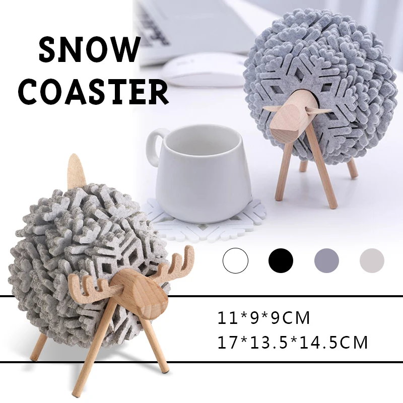 

Nordic Style Cute Sheep Pattern Coasters Home Decor Felt Placemats Cafe Coffee Cup Coasters Set Creative Ornaments Photo Props