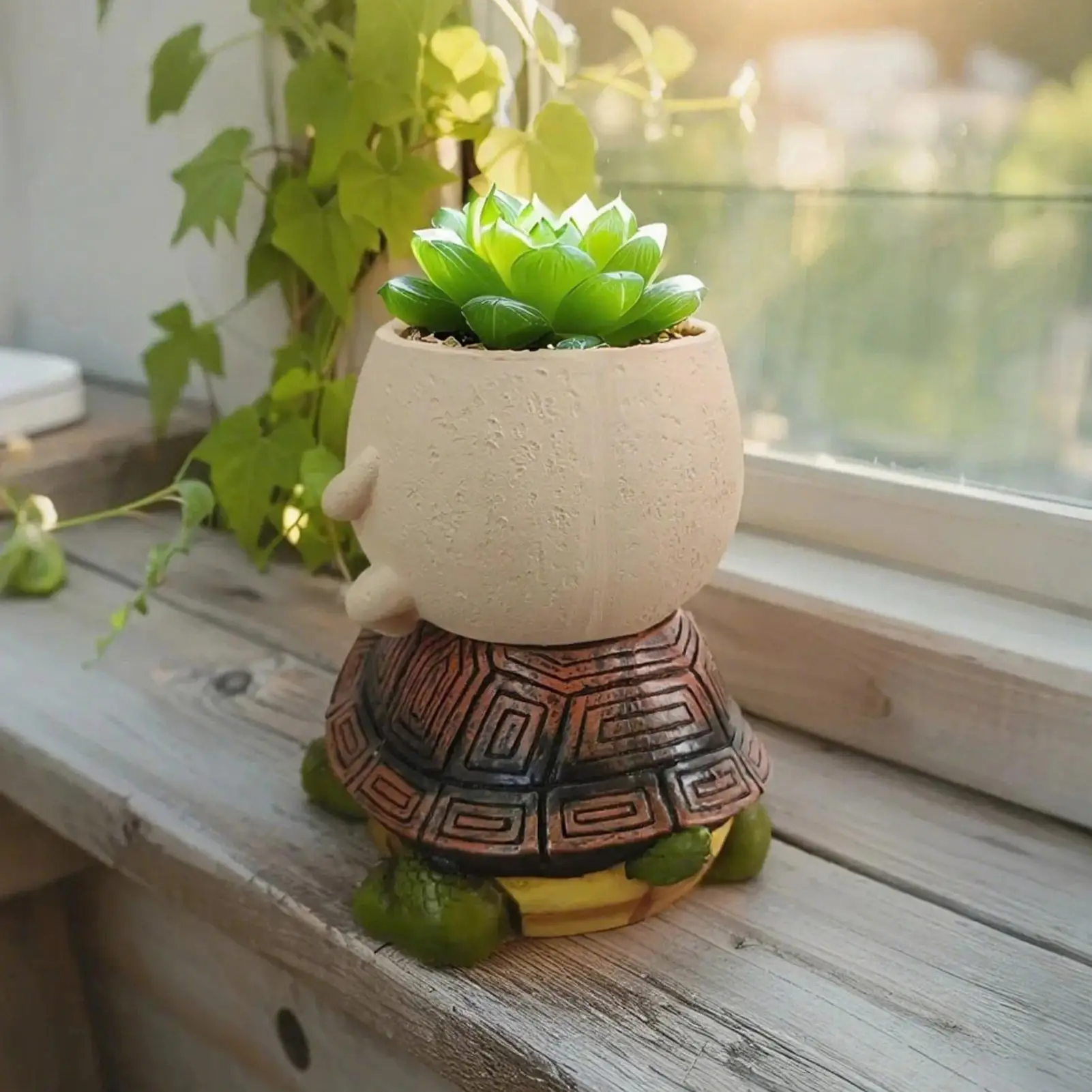 Cute Pots For Plants Cartoon Potted Plant Pot Decorative Turtle Riding Planter For Home Living Room Yard Terrace Courtyard Porch