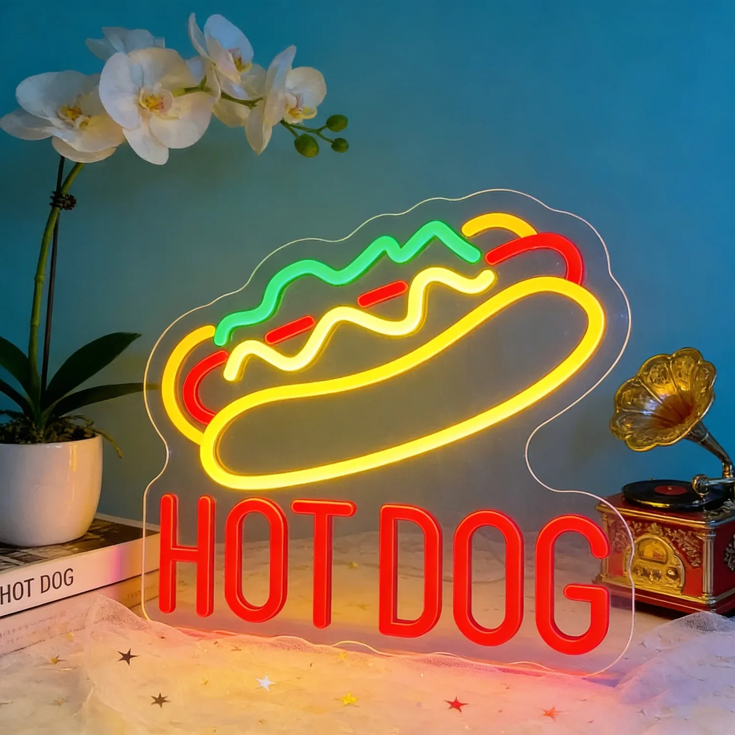 Vibrant Hot Dog LED Neon Sign Wall Art for Home Bar Restaurant Cafe Diner Decor Fun Food Theme Lighting Creates Playful Ambiance