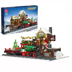 2023 New 1362pcs MOC Winter City Street View Train Station Building Blocks Bricks Model Toys for Children Christmas Gift Set