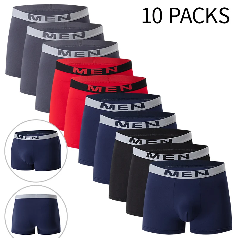 4/10 Piece Men's Four Season Black Fashionable Casual Basic Versatile Underwear Boxer Shorts Plus Size Youth Sports Base Shorts - Image 3