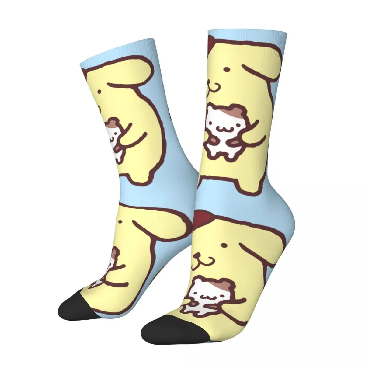 Crazy compression Pom Pom Purin Sock for Men Harajuku Sanrio Pom Pom Purin Quality Pattern Crew Sock Casual