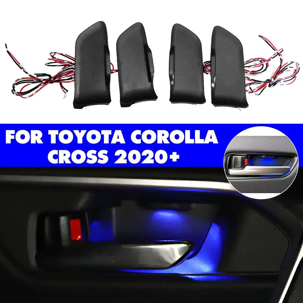 

Car LED Door Bowl Armrest Atmosphere Light Interior Lights Decoration Door Bowl Handle Frame Light For Toyota Corolla Cross 2020