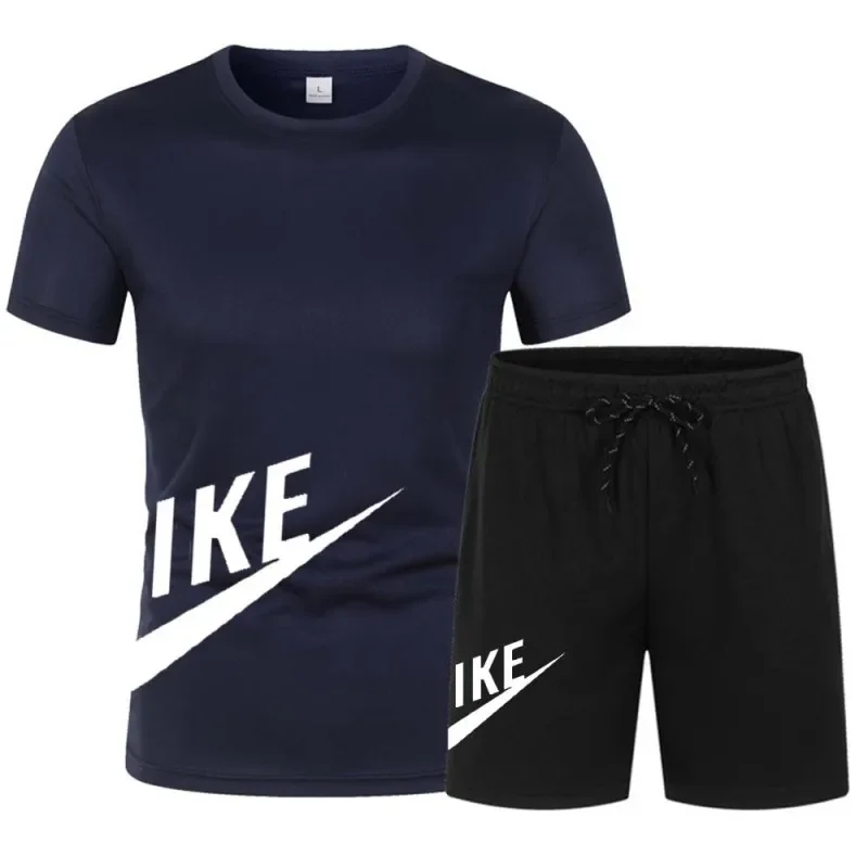 Ensemble de sport en maille pour homme, t-shirt et short de course, décontracté, respirant, course lente, été, nouveau, 2024