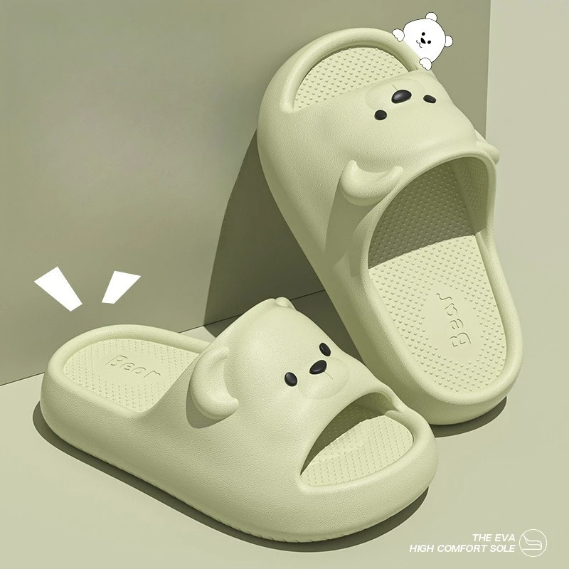 لطيف الكرتون الدب شبشب منزل للنساء 2025 جديد خفيفة الوزن لينة إيفا الشرائح امرأة الراحة المنزل الحمام عدم الانزلاق النعال