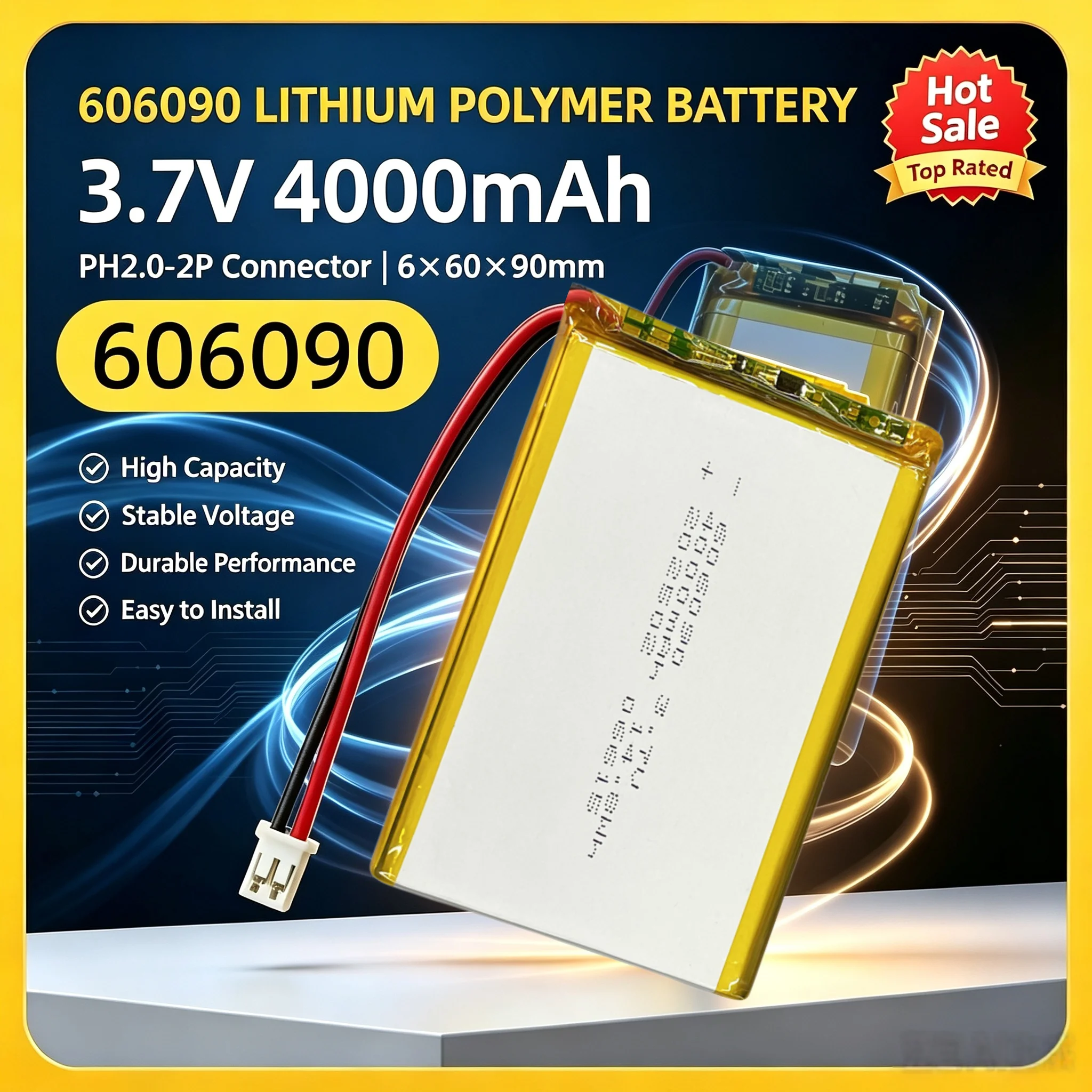 606090 Polymer Lithium Battery 4000mAh 3.7V Large Capacity Tablet Computer Mobile Power Bank Supply DIY Rechargeable Batteries
