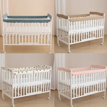 4 PCs Cotton Baby Bed Bumpers Standard Size Newborn Crib Wrapped Rail Cover Protector Set Soft Thicken Crib Rail Guard Bumpers