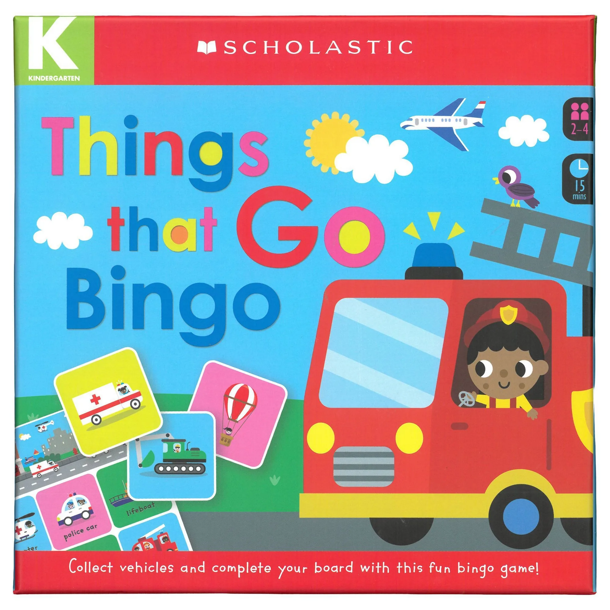 Things That Go Bingo Board Game For Kids, Vehicle Matching Learning Activity, Family Travel Play Fun