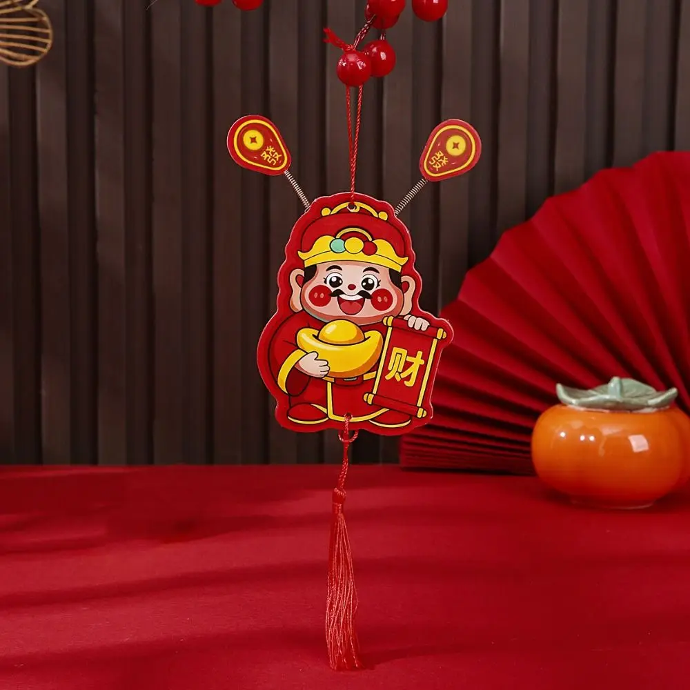 

4Pcs Cartoon God of Wealth Fridge Magnets Creative Traditional Shaking Head God Pendant Funny Portable Spring Festival Magnet