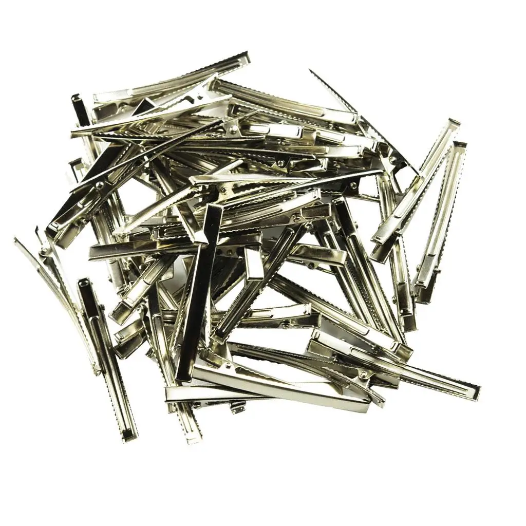 50 Pieces 60mm/80mm Single Prong Metal Alligator Hair Clips Hairpins Bows Hair Clips Hairdressing Salon hair clasp diy