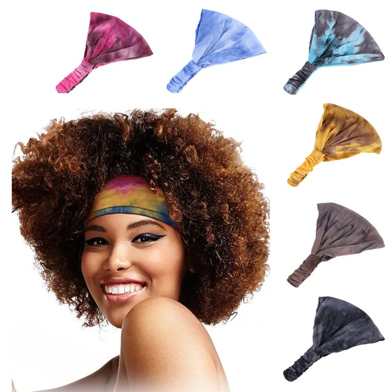 New Women Tie Dye Wide Headband Fashion Sport Hairband Multifunction Hair Care Cap Wash Face Makeup Headwrap Hair Accessories